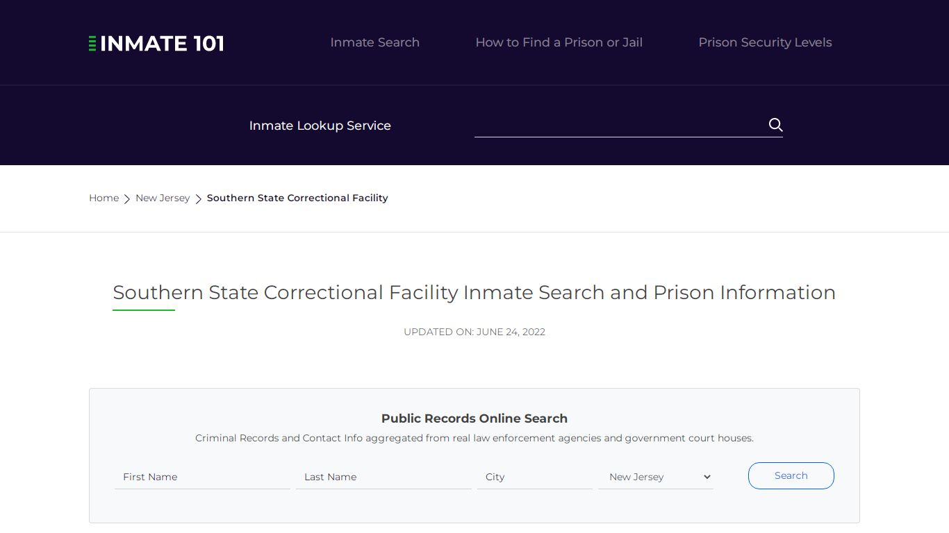 Southern State Correctional Facility Inmate Search ...