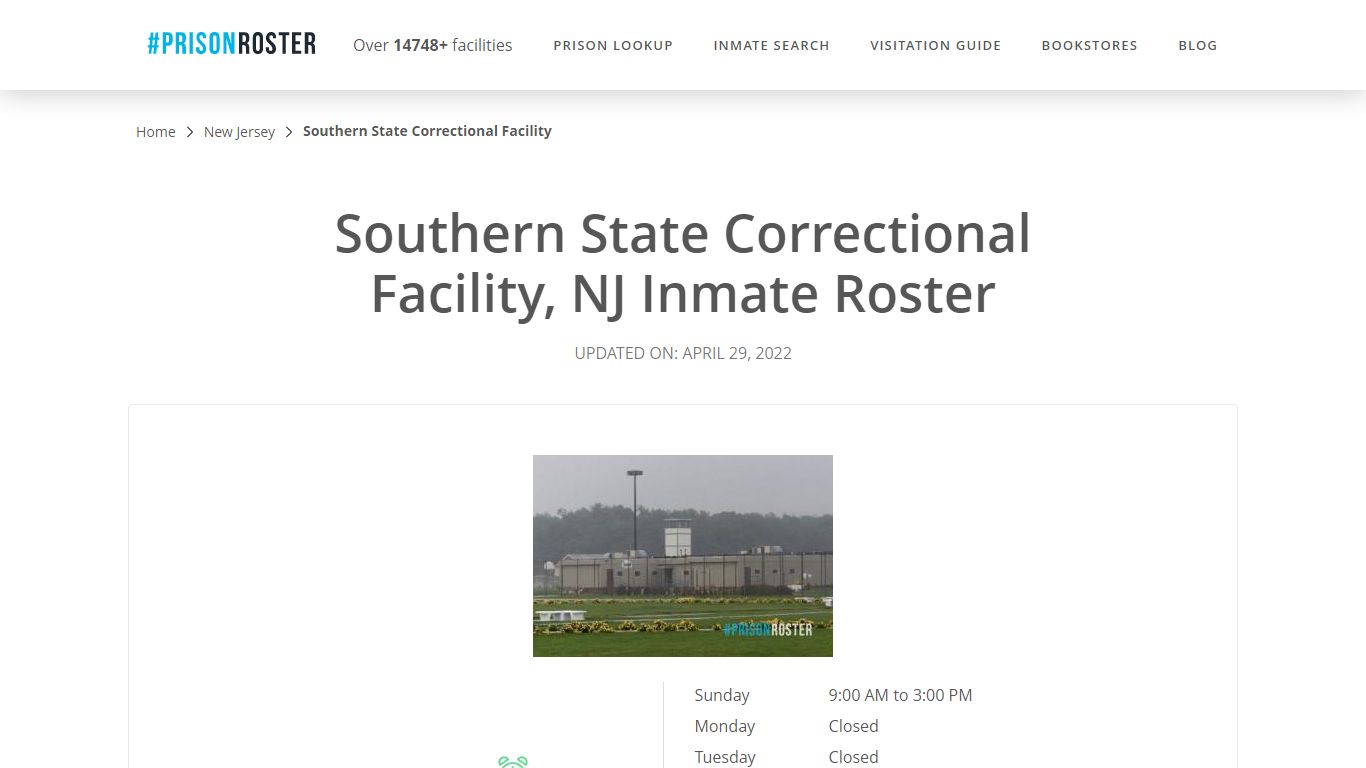 Southern State Correctional Facility, NJ Inmate Roster
